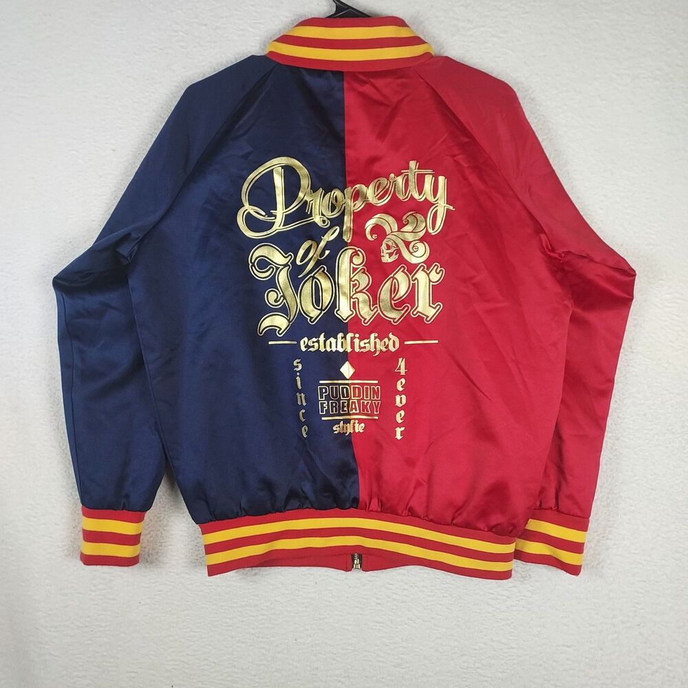 Suicide Squad Joker Bomber Jacket Womens XL Red Blue Harley Quinn Style